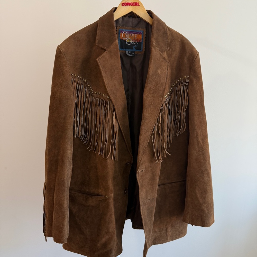 Cripple Creek suede leather fringe western jacket